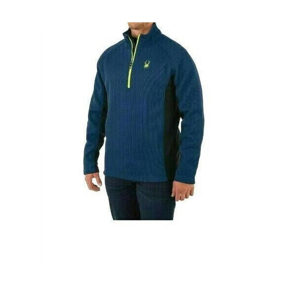 Spyder Outbound Mens XXL Blue Waffle Knit Half Zip Fleece Sweater Pullover